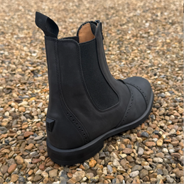 celeris mistral paddock boots black waxy nubuck leather brogue detail ankle riding boots