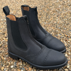 celeris mistral paddock boots black waxy nubuck leather brogue detail ankle riding boots