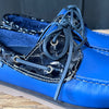 DECK SHOES <br/> ROYAL BLUE AND MIDNIGHT FAUX CROC LACE AREA