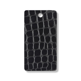 Black faux croc gloss leather swatch for custom Celeris boots