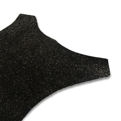 Black glitter leather swatch for custom Celeris boots