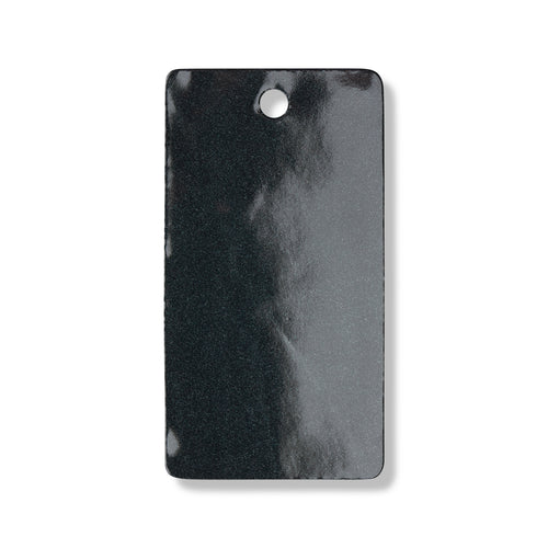 Black gloss with silver glitter leather swatch for custom Celeris boots