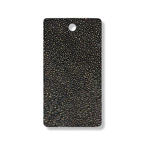 Black jelly bean glitter leather swatch for custom Celeris boots