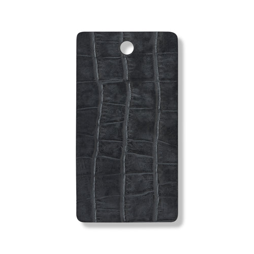 Black matte faux croc leather swatch for custom Celeris boots