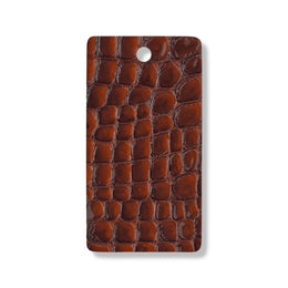 Chestnut faux croc gloss leather swatch for custom Celeris boots
