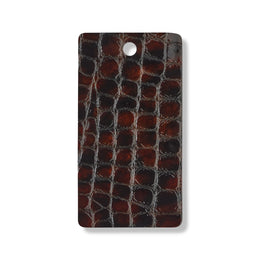 Chocolate brown faux croc gloss leather swatch for custom Celeris boots