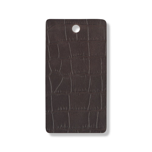 Chocolate faux croc leather swatch for custom Celeris boots