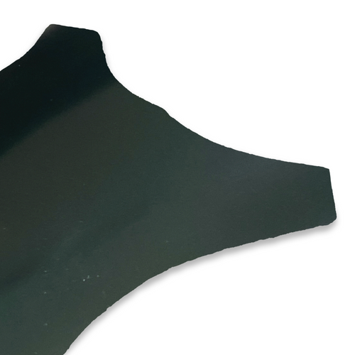 Dark polished green leather swatch for custom Celeris boots