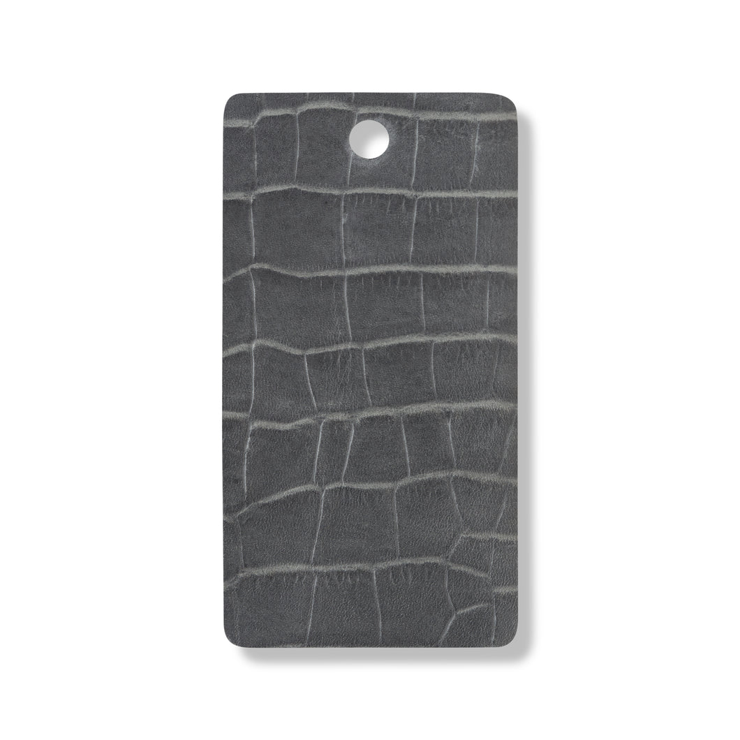 Grey matte faux croc leather swatch for custom Celeris boots