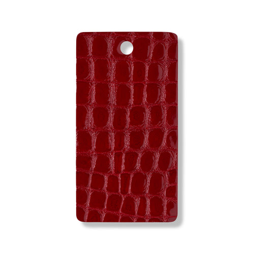 Red faux croc gloss leather swatch for custom Celeris boots