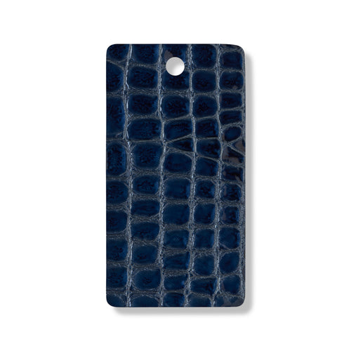 Royal blue faux croc gloss leather swatch for custom Celeris boots